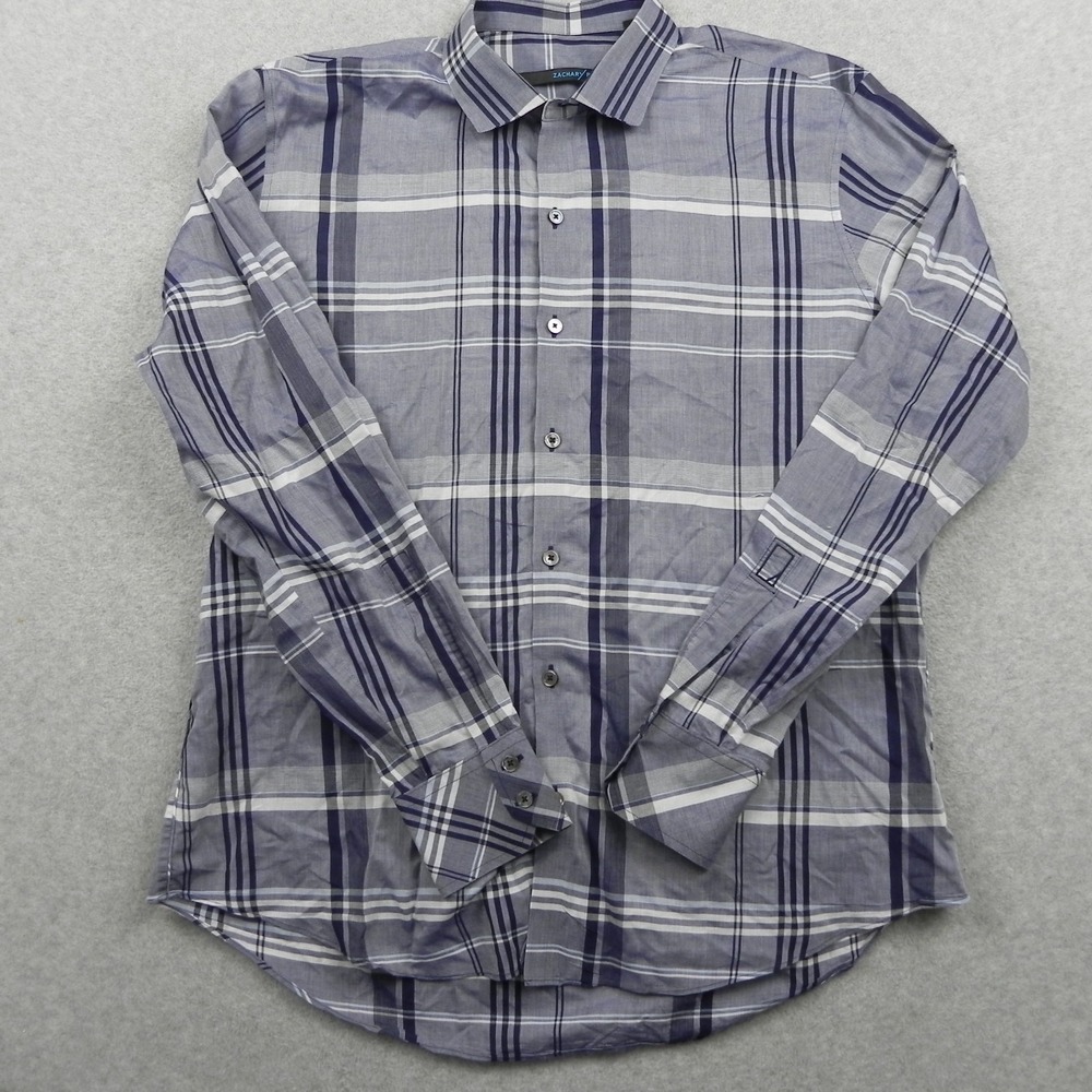 Zachary Prell Shirt Mens Large Business Casual Button Up Blue Plaid Long Sleeve